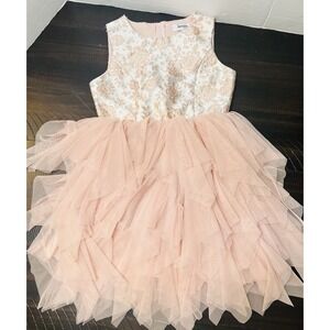 Girls Blush Pink Floral Tulle Dress Sleeveless Party Valentine